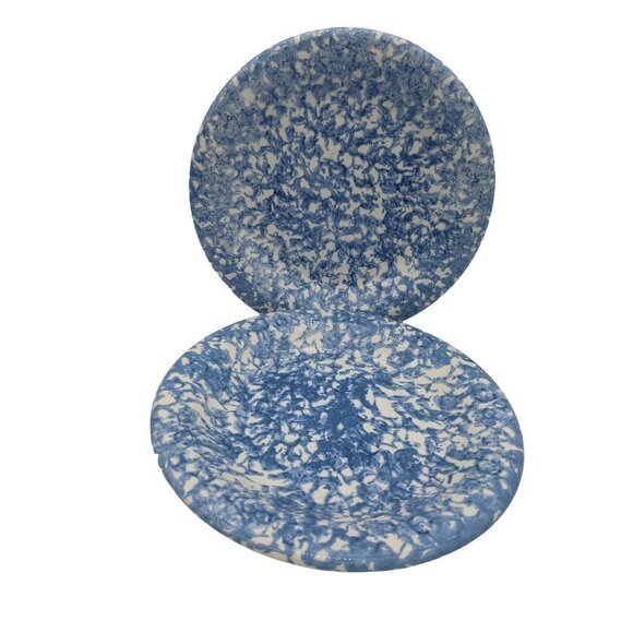 2 Bentson west designs dinner plates 10" splatter spongeware Farmhouse